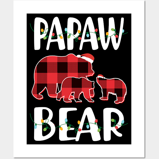 Papaw Bear Red Plaid Christmas Pajama Matching Family Gift Wall Art by intelus